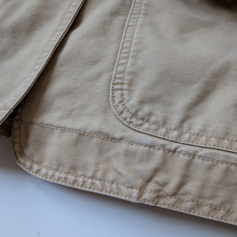 L.L. Bean Women's Tan Chore Coat Jacket with Brown Accents 100% Cotton Size M - Picture 4 of 12